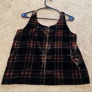 jcrew black tartan velvet tank top